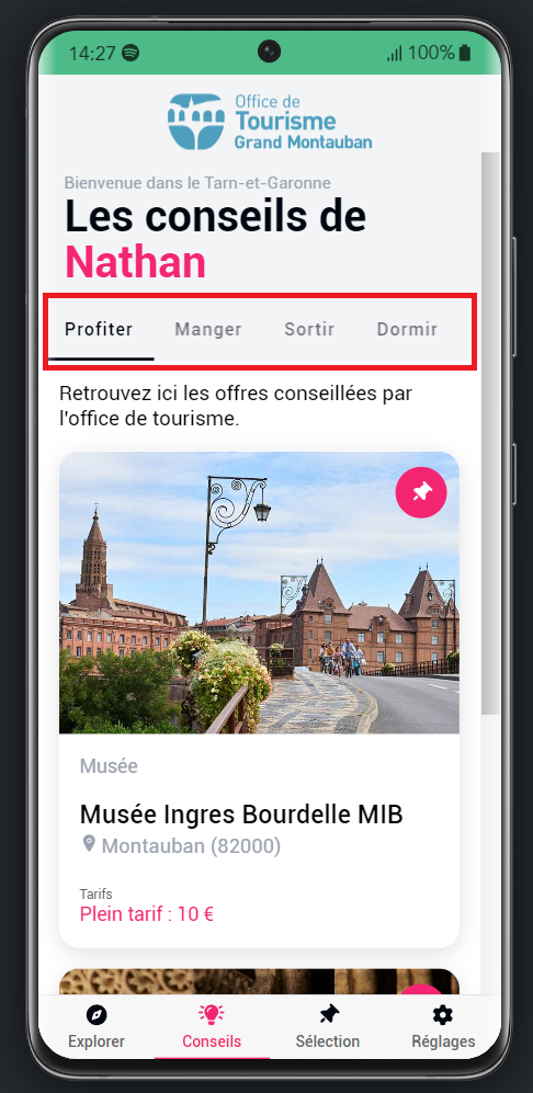 Onglet Conseil de myApitour