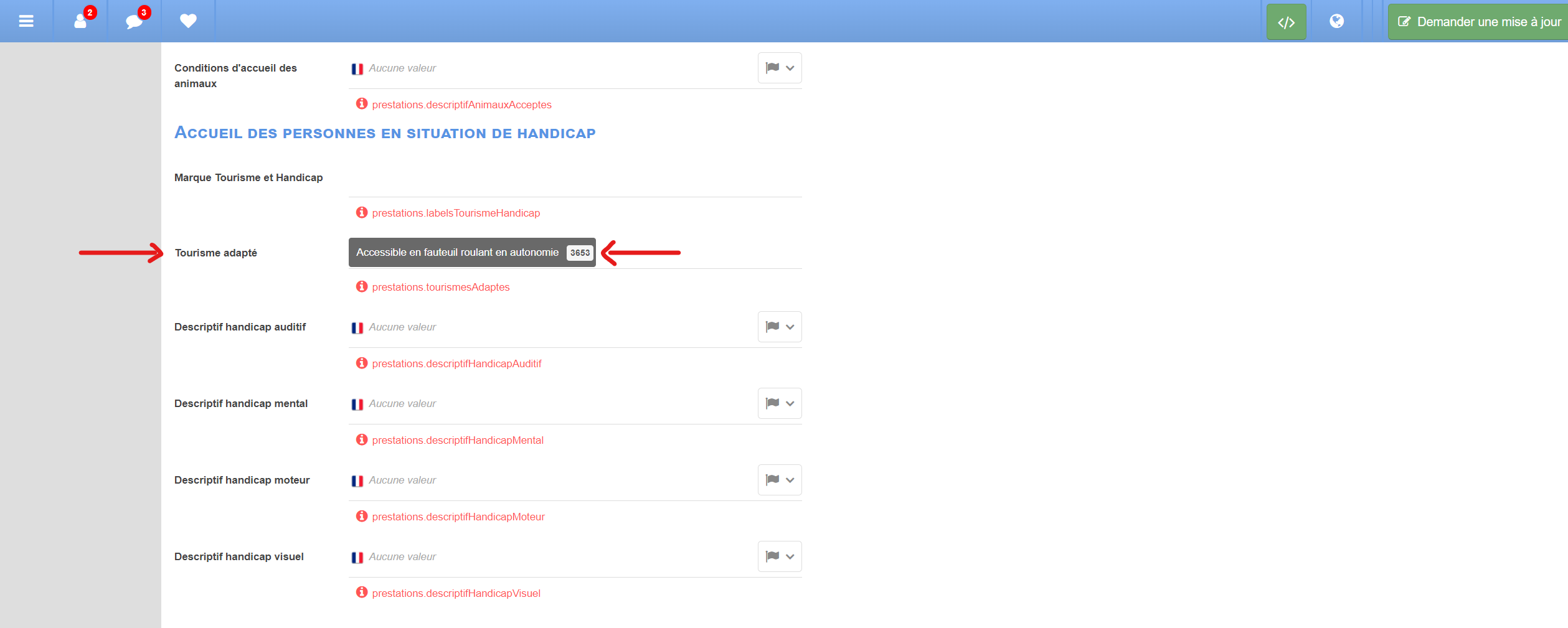 Filtrage des offres personnes à mobilité réduite