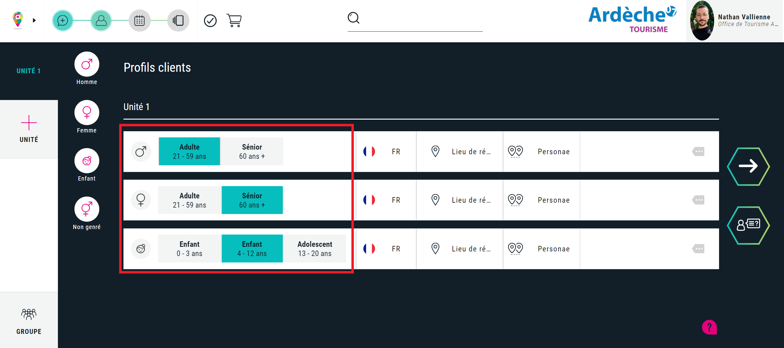 Saisie classique, précisez les tranches d'âge
