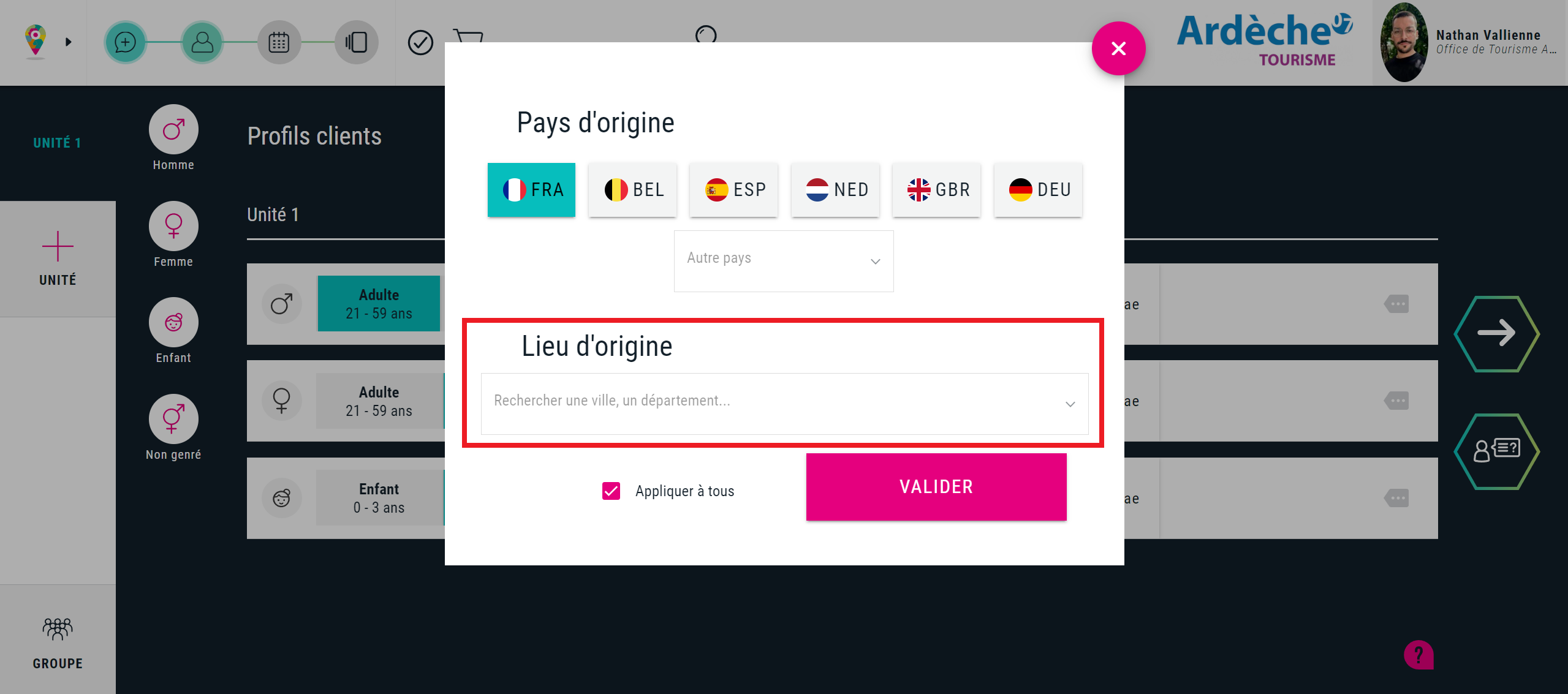 Précision de l'origine des visiteurs
