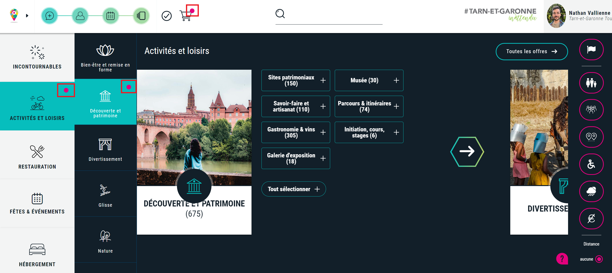 Saisie rapide : clic sur les rubriques, catégories et sous catégories