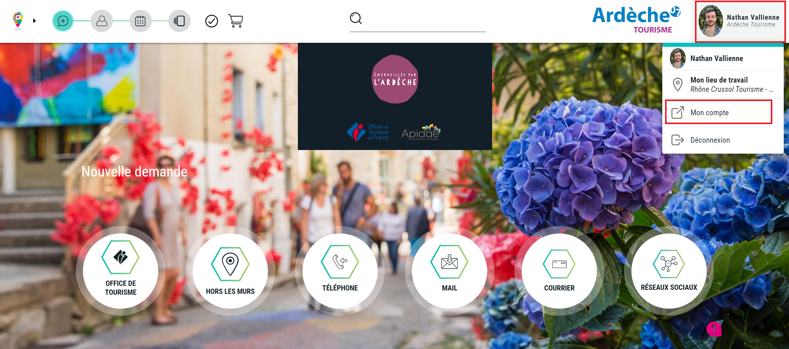 Accéder à votre compte depuis l'interface de saisie d'Apitour